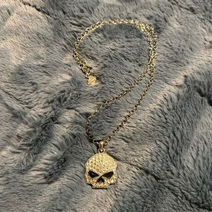 Harley Davidson crystal skull necklace